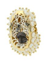 Подвеска из лимонного золота c эмалью и жемчугом