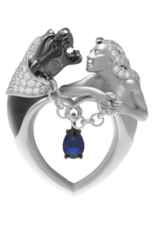 Подвеска из белого золота c фианитом и топазом London