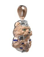 Подвеска из золота c эмалью, бриллиантами и рубином