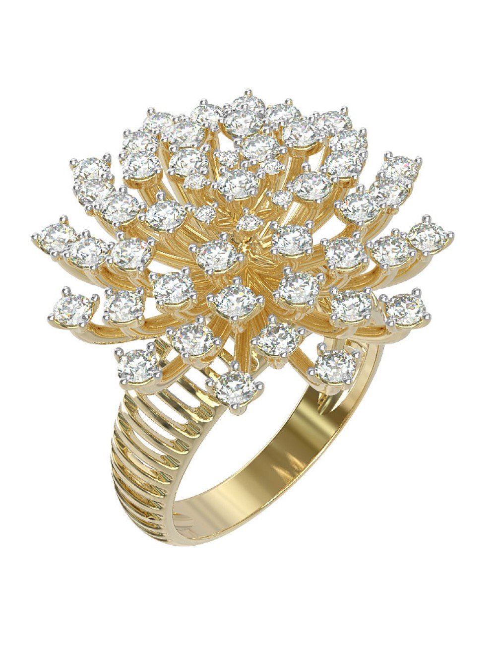 Кольцо из лимонного золота c бриллиантами