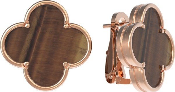 Серьги из золота c тигровым глазом