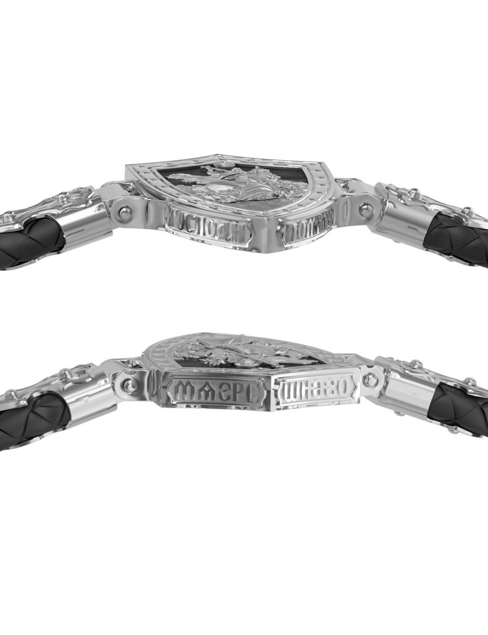 Браслет из белого золота c шнурком и ониксом