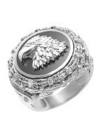 Кольцо из белого золота c бриллиантами и ониксом