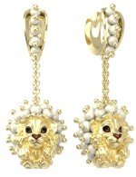 Серьги из лимонного золота c эмалью и жемчугом