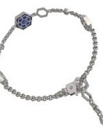 Браслет из белого золота c бриллиантами, лазуритом и перламутром