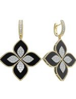 Серьги из лимонного золота c бриллиантами и ониксом