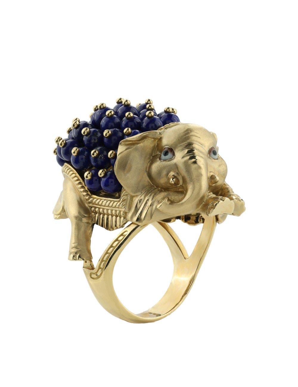 Кольцо из лимонного золота c эмалью и лазуритом