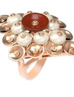 Кольцо из золота c агатом и перламутром