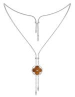 Колье из белого золота c тигровым глазом и перламутром