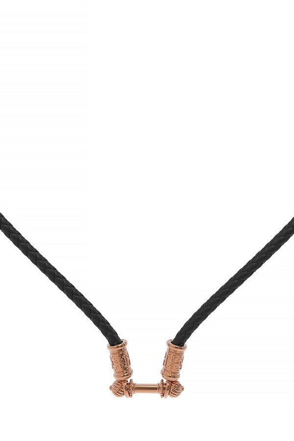 Гайтан из золота c кожаным шнурком