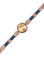 Браслет из золота c кожаным шнурком и ониксом