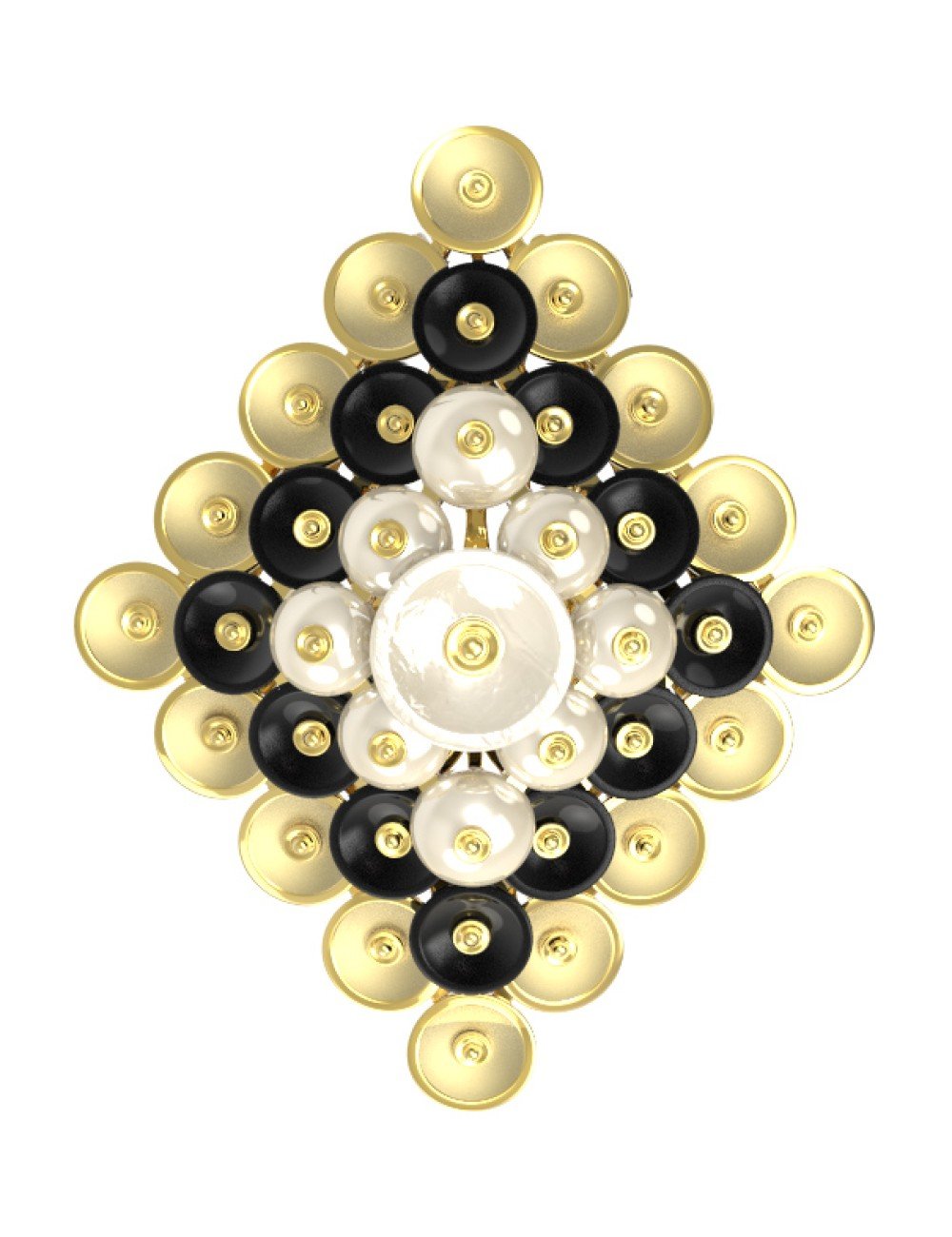 Подвеска из лимонного золота c ониксом и перламутром