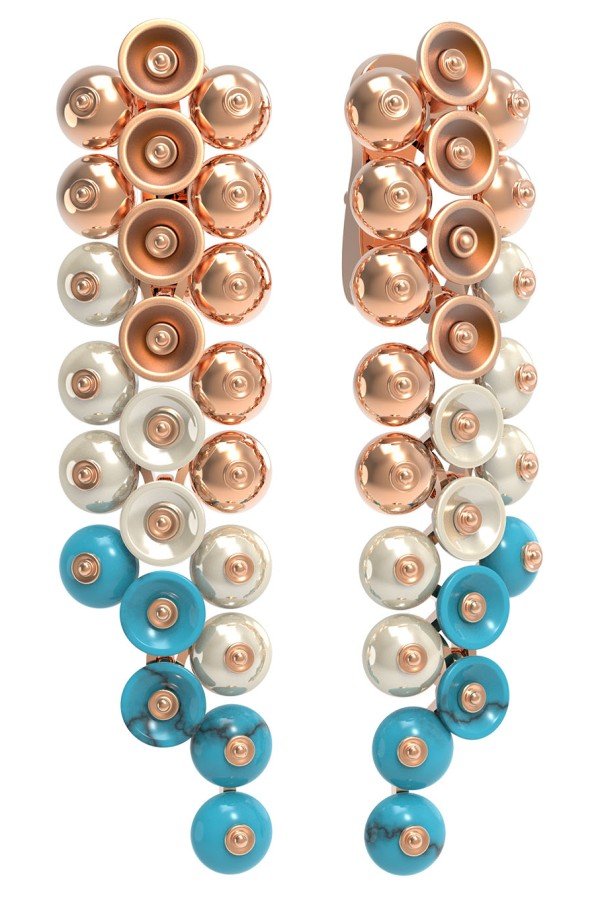 Серьги из золота c бирюзой и перламутром