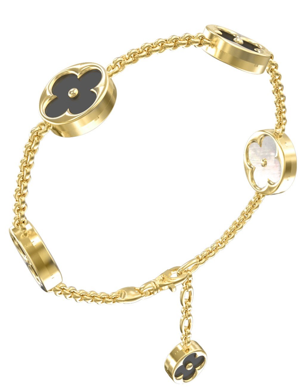 Браслет из лимонного золота c ониксом и перламутром