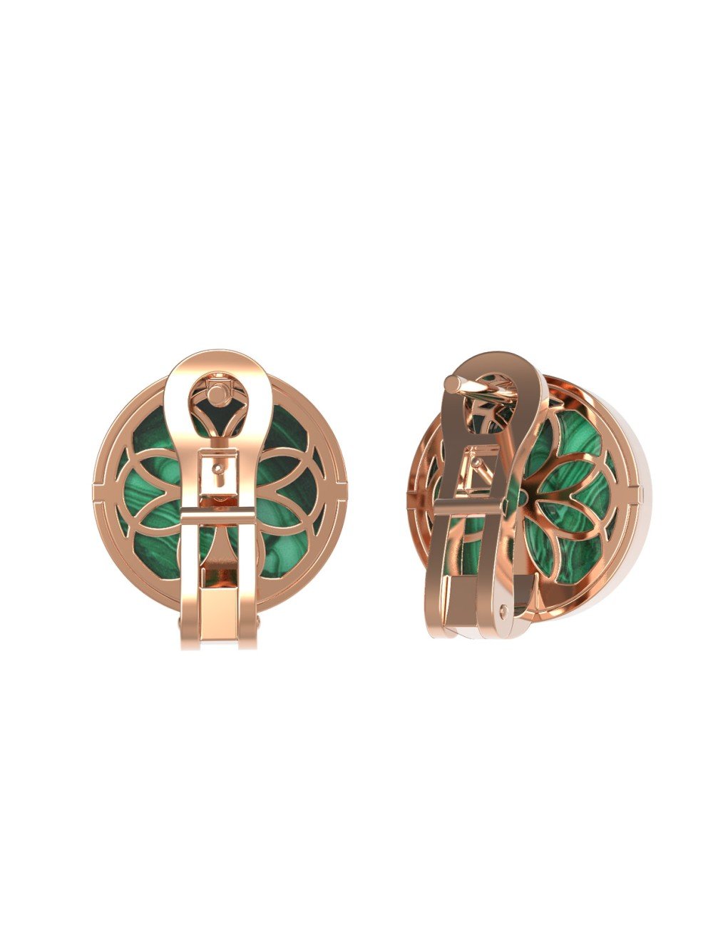Серьги из золота c бриллиантами и малахитом