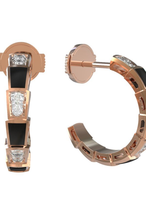 Серьги из золота c бриллиантами и ониксом