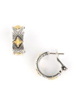 Серьги из серебра и золота c рубином