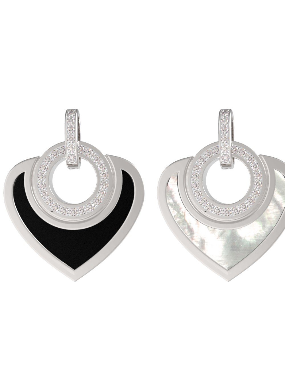 Подвеска из белого золота c бриллиантами, ониксом и перламутром