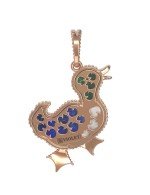 Подвеска из золота c эмалью, лазуритом, малахитом и перламутром