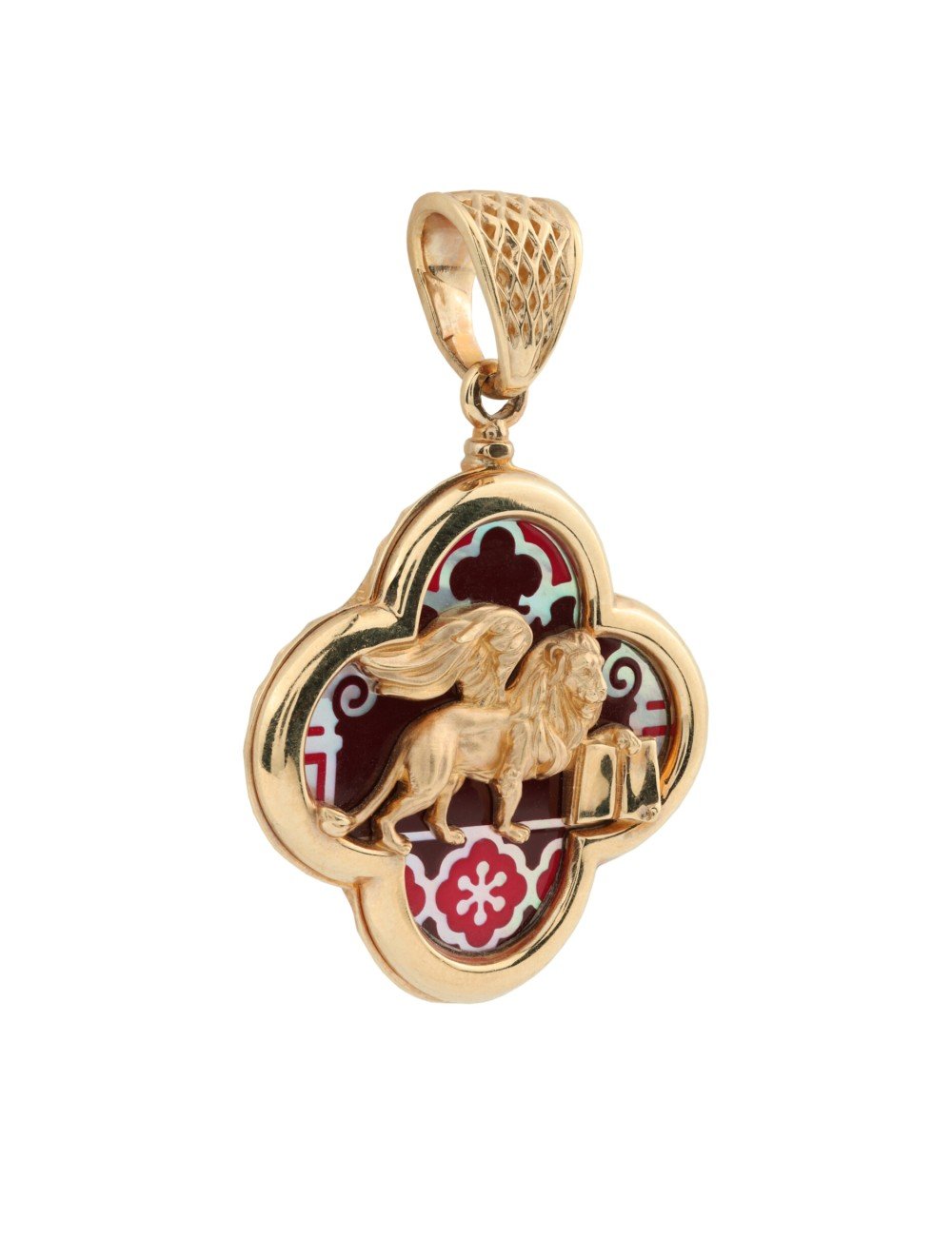 Подвеска из золота c эмалью и перламутром