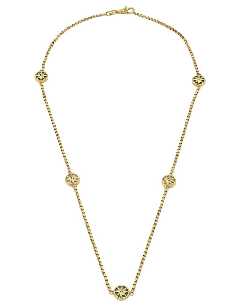 Колье из лимонного золота c бриллиантами, малахитом и перламутром