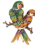 Брошь из золота c эмалью и фианитом