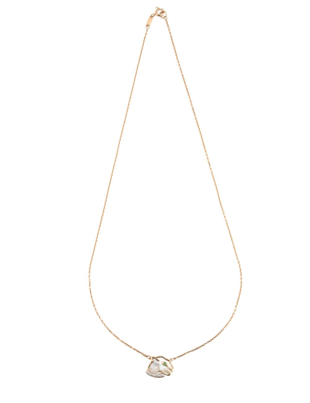 Колье из золота c бриллиантами, изумрудом и перламутром