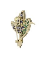 Брошь из лимонного золота c эмалью, лазуритом и малахитом