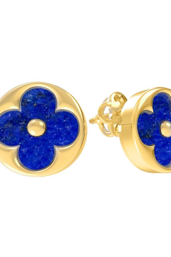 Серьги из лимонного золота c лазуритом