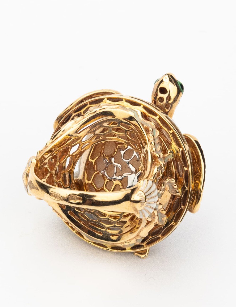 Кольцо из золота c эмалью и бивнем мамонта