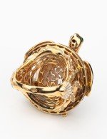 Кольцо из золота c эмалью и бивнем мамонта