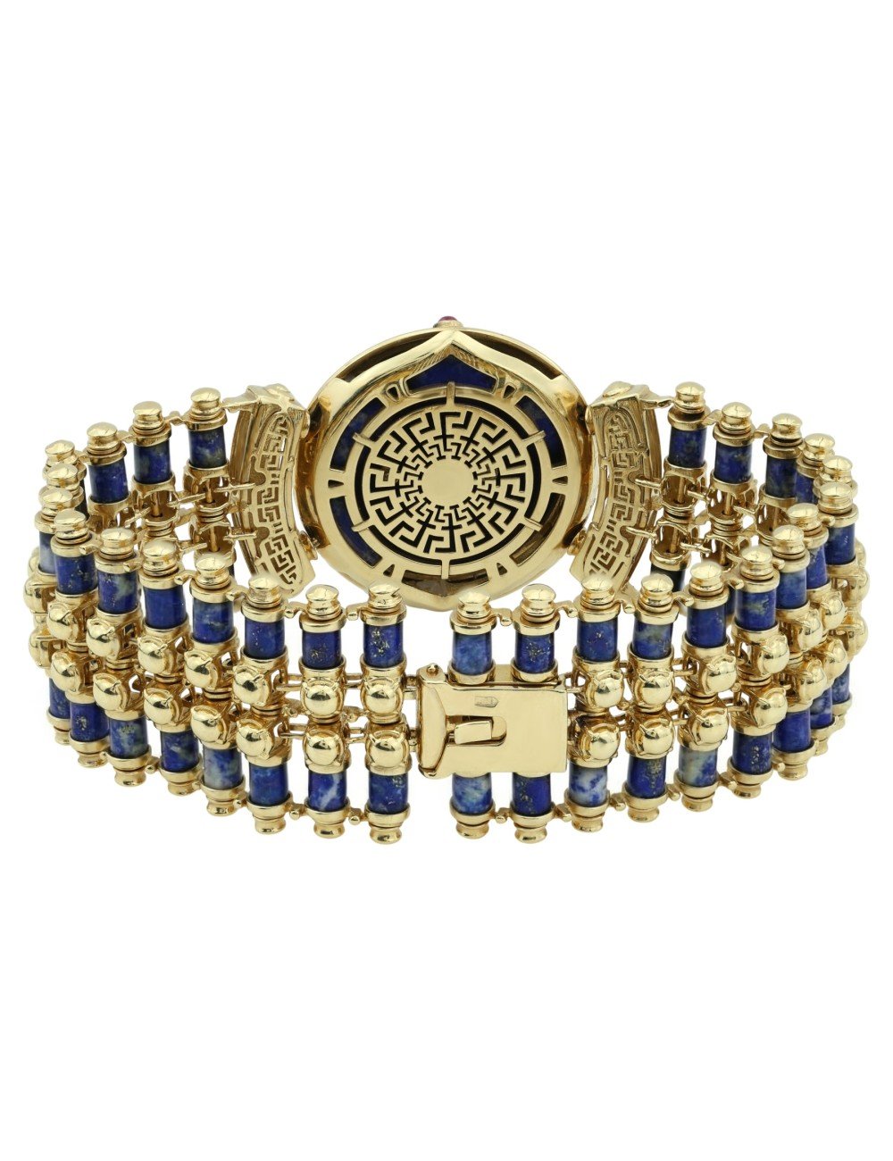 Браслет из лимонного золота c эмалью, рубином и лазуритом