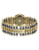 Браслет из лимонного золота c эмалью, рубином и лазуритом