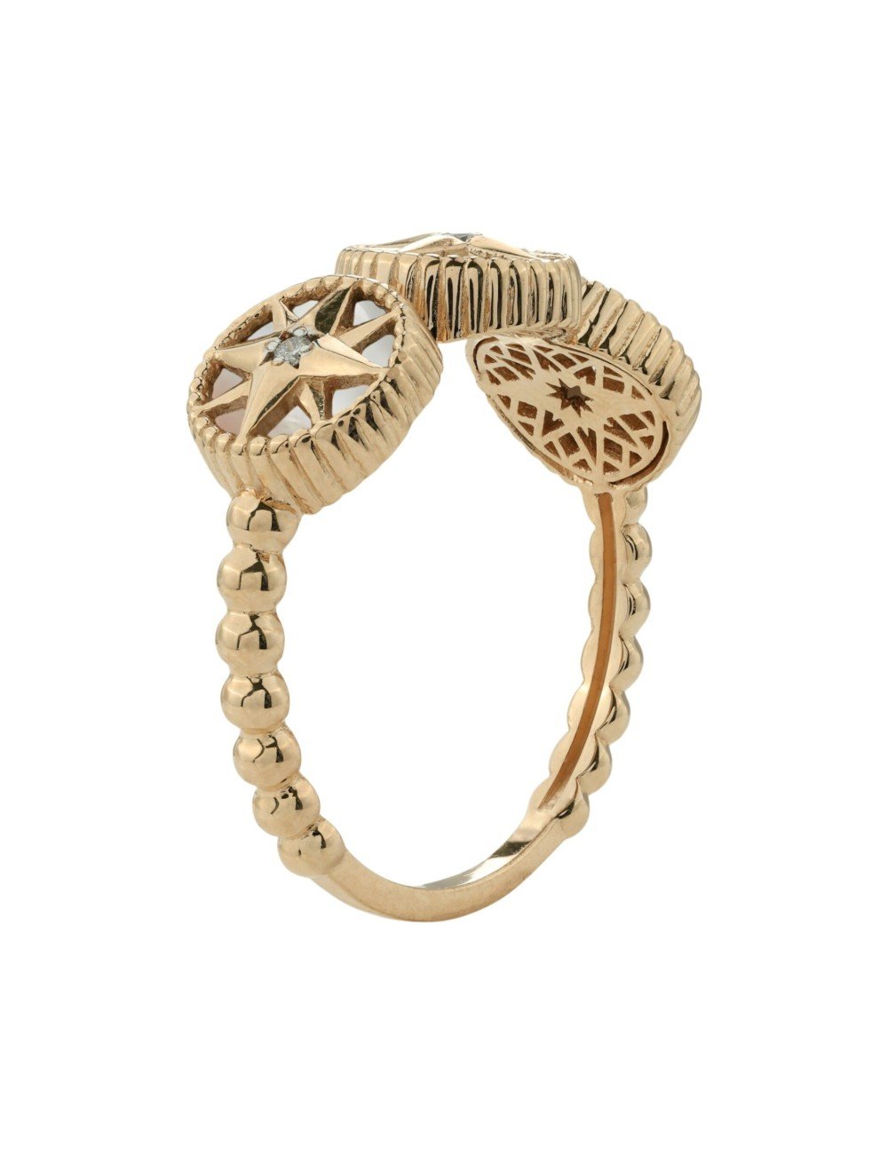 Кольцо из золота c бриллиантами, лазуритом и перламутром