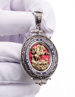 Образок из белого золота c эмалью