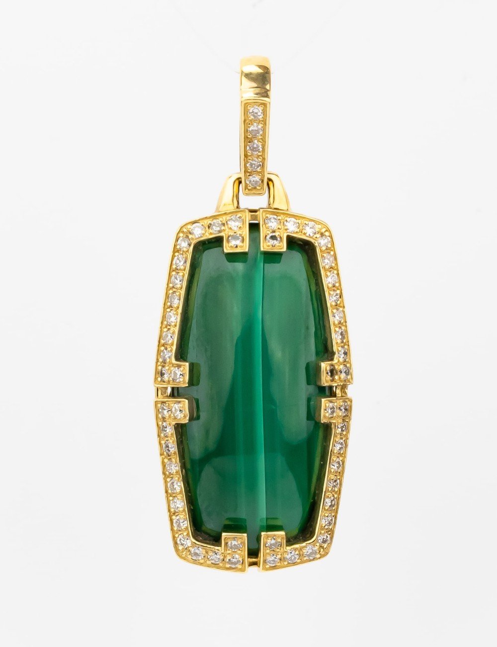 Подвеска из лимонного золота c бриллиантами, рубином и малахитом