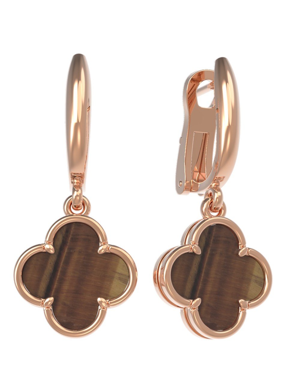 Серьги из золота c тигровым глазом