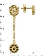 Серьги из лимонного золота c бриллиантами, ониксом и перламутром