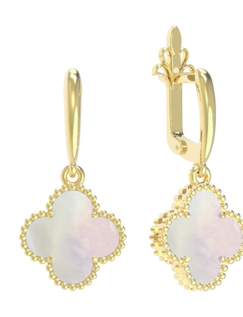 Серьги из лимонного золота c перламутром