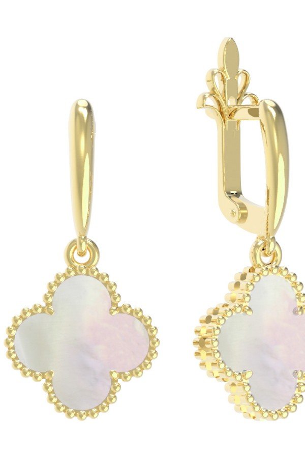 Серьги из лимонного золота c перламутром