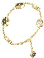 Браслет из лимонного золота c ониксом и перламутром