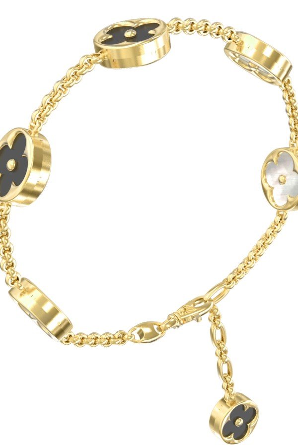 Браслет из лимонного золота c ониксом и перламутром