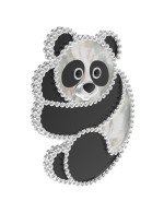 Брошь из белого золота c эмалью, ониксом и перламутром