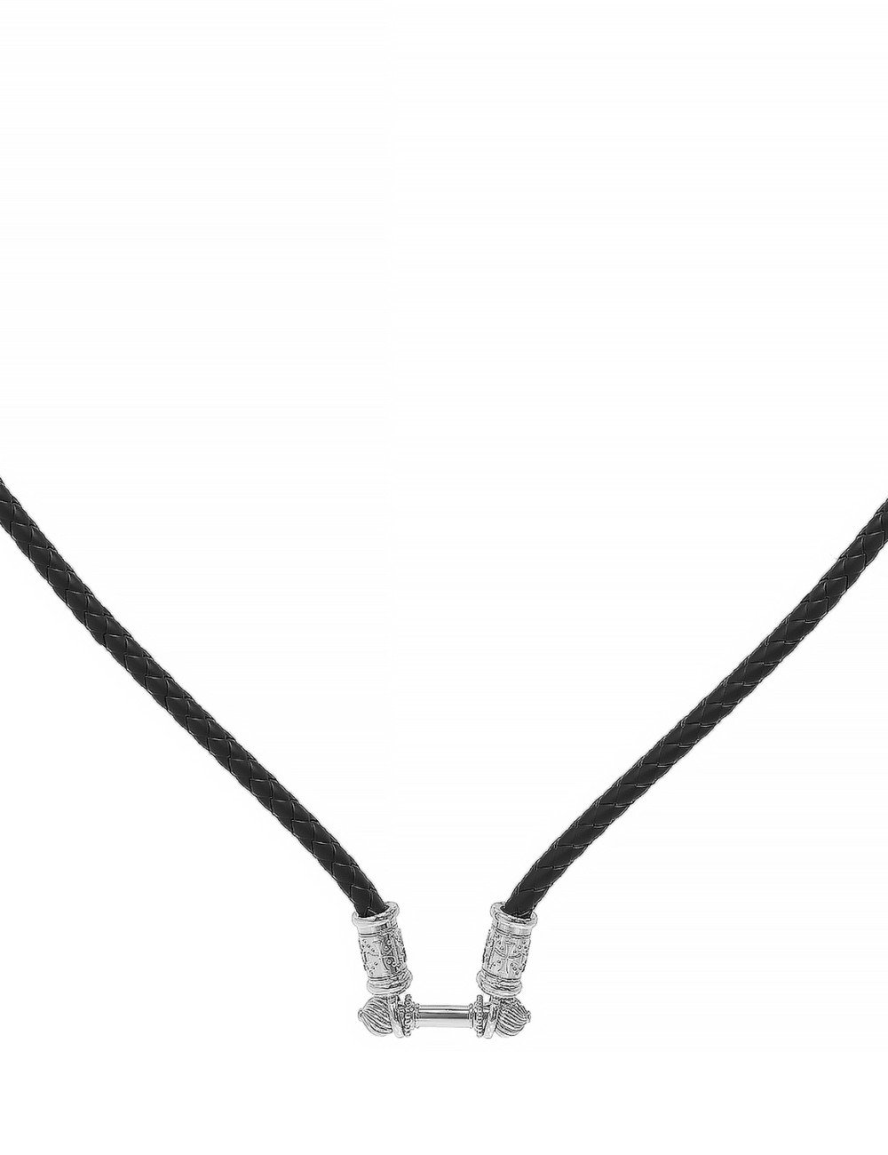 Гайтан из белого золота c кожаным шнурком