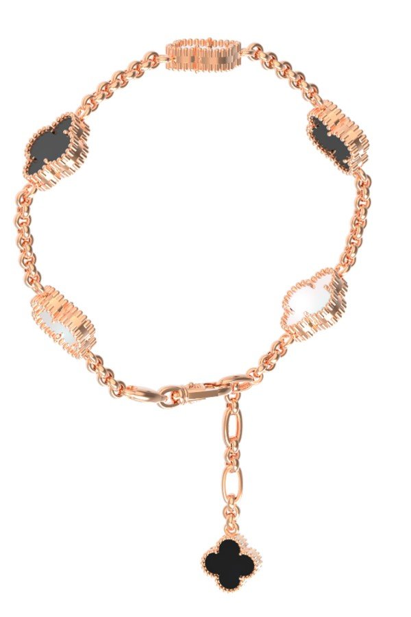 Браслет из золота c ониксом и перламутром