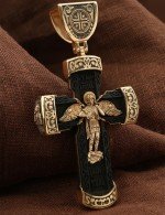 Крест из золота c эбеновым деревом