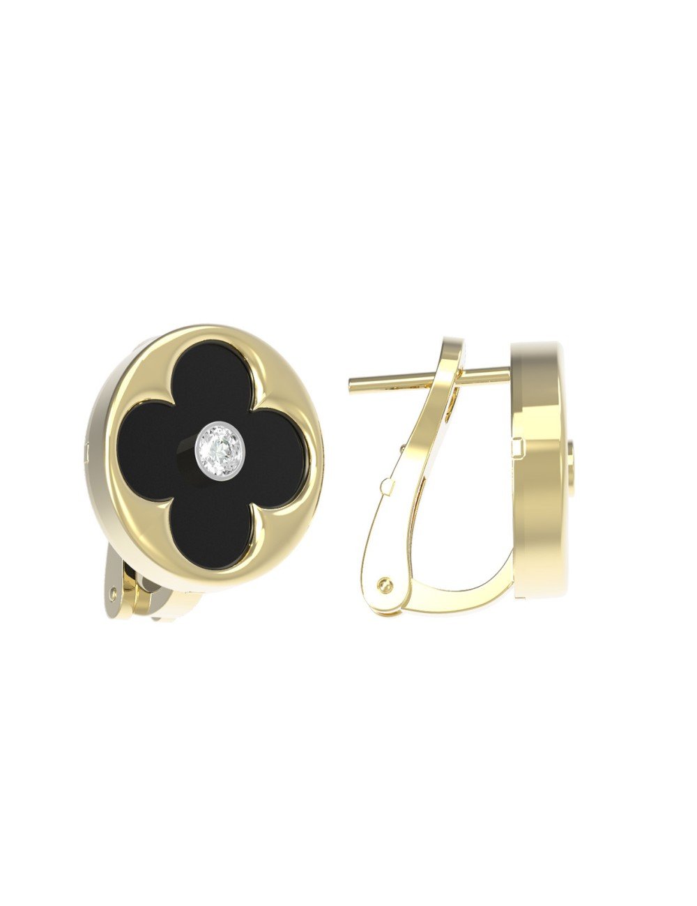 Серьги из лимонного золота c бриллиантами и ониксом