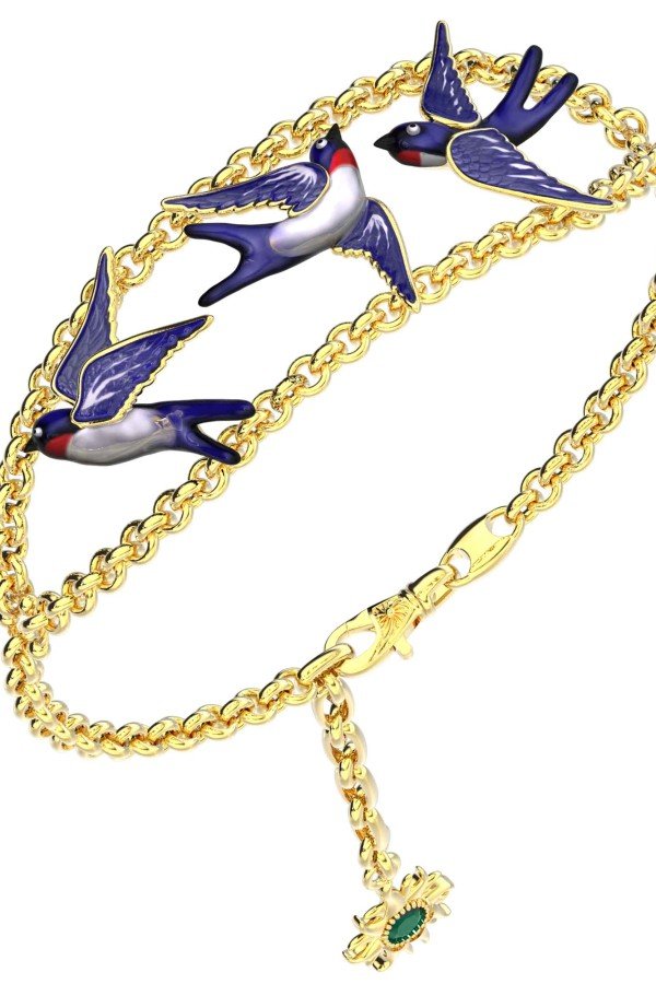 Браслет из лимонного золота c эмалью и топазом London