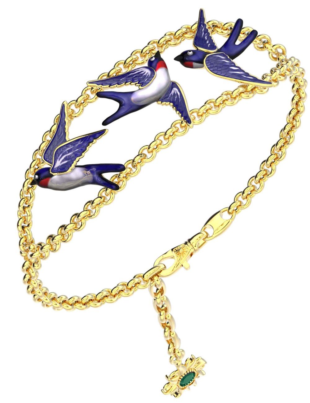 Браслет из лимонного золота c эмалью и топазом London