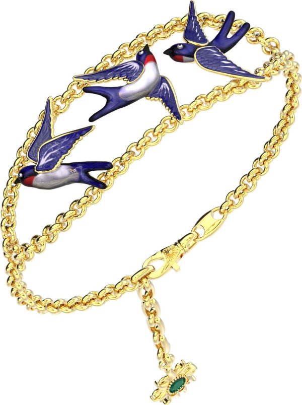 Браслет из лимонного золота c эмалью и топазом London